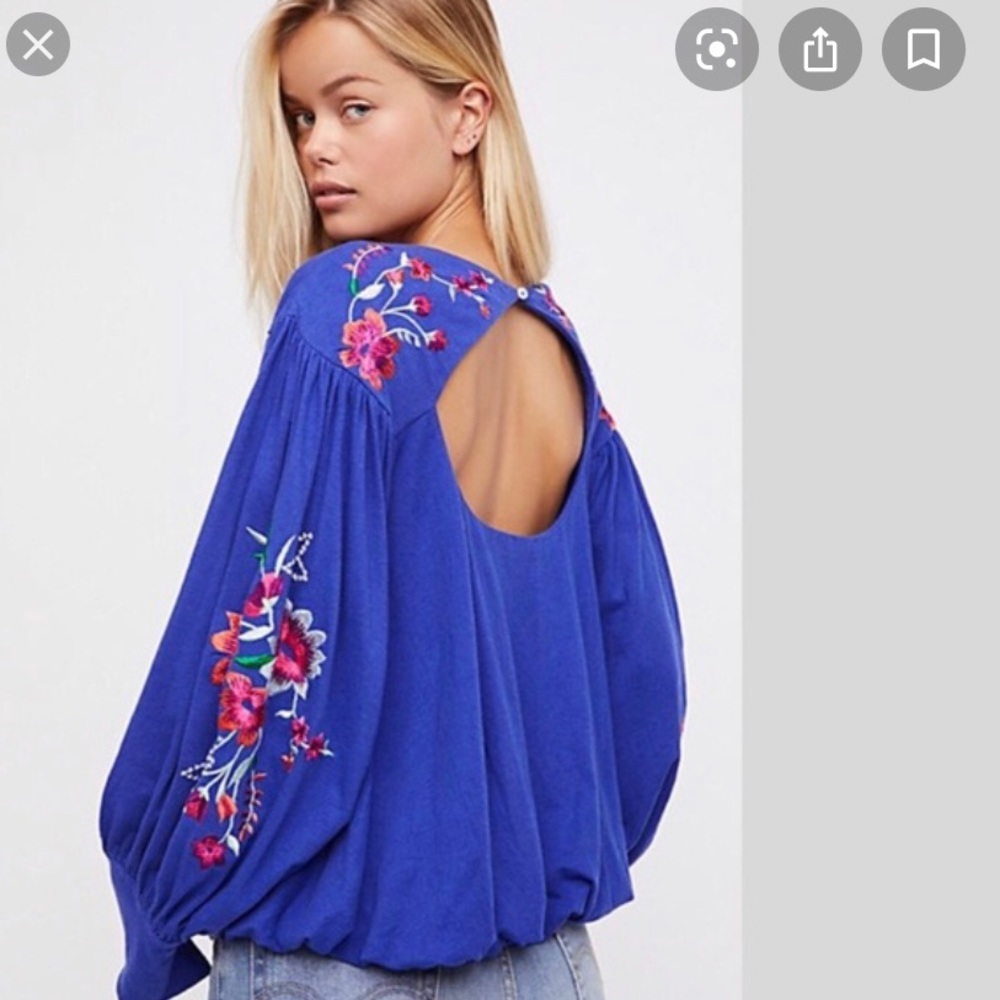 Free People Lita Embroidered Bell Sleeve Top - Picture 6 of 7